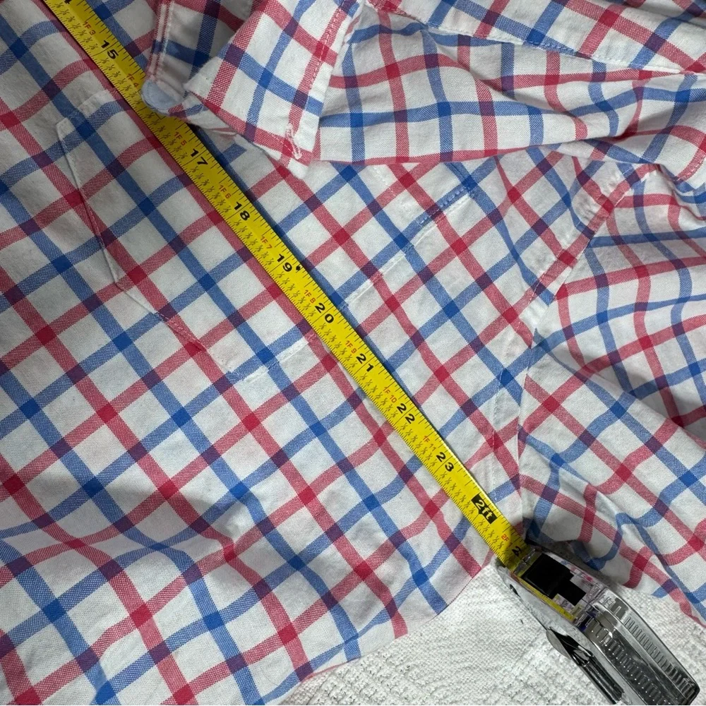 Izod Men’s Relaxed Button Up Shirt Newport Oxford Red & Blue‎ Checked Size Large
